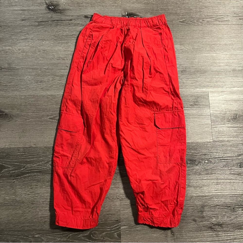 Zara Kids Red Cargo Pants Size 9 / CM 134 Unisex Baggy Relaxed Colorful Vibrant